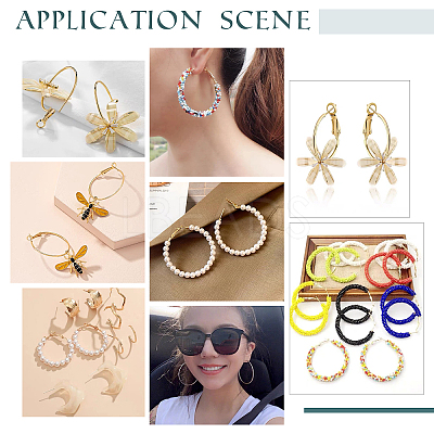 48 Pairs 4 Style Iron Hoop Earring Findings IFIN-CA0001-56-1