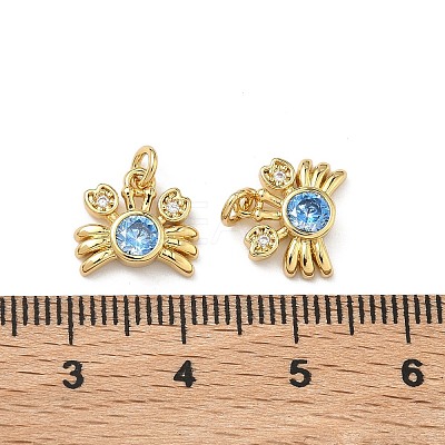 Brass Micro Pave Cubic Zirconia Charms KK-C252-03G-1