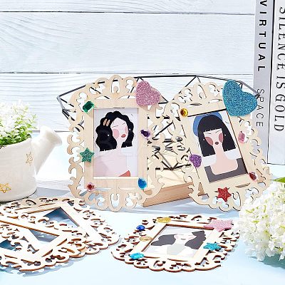Undyed Wooden Photo Frame DIY-FG0002-86-1