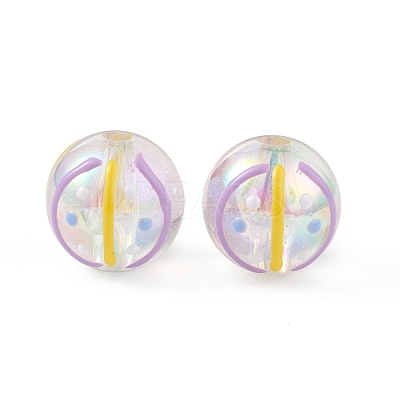 UV Plating Rainbow Iridescent Acrylic Enamel Beads LS-OACR-I003-15A-1