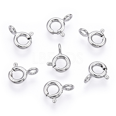 Rhodium Plated 925 Sterling Silver Spring Ring Clasps STER-T004-81A-P-1
