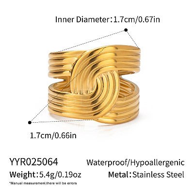 Adjustable 304 Stainless Steel Open Cuff Rings for Women NR2128-1