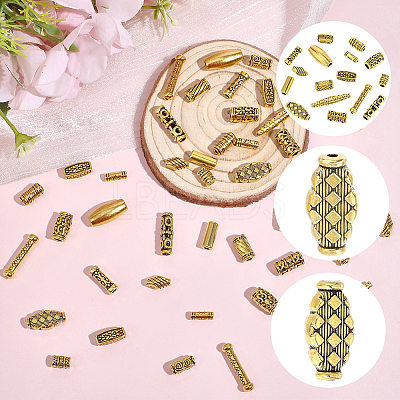 160Pcs 16 Styles Tibetan Style Alloy Beads FIND-PA0001-32-1