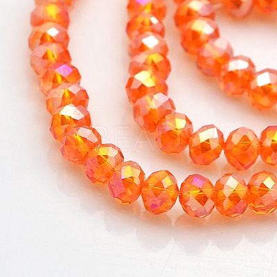 AB Color Plated Faceted Rondelle Electroplate Glass Beads Strands GLAA-A024D-AB10-1