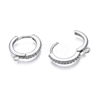 Brass Micro Pave Cubic Zirconia Huggie Hoop Earring Findings X-KK-T063-013P-NF-1