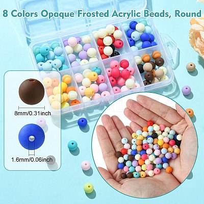8 Colors Opaque Frosted Acrylic Beads MACR-CJ0001-79-1
