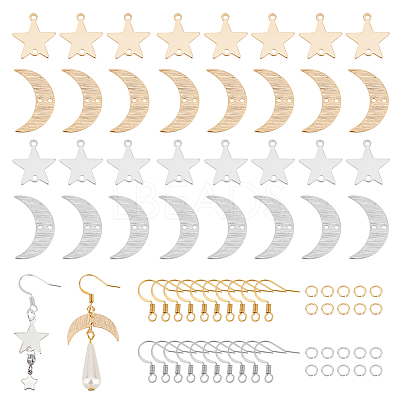 DIY Moon & Star Dangle Earring Making Kit DIY-UN0004-31-1