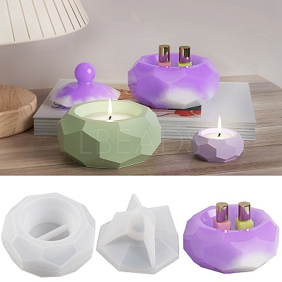 Faceted Hexagon DIY Silicone Candle Cup Molds DIY-P078-05-1