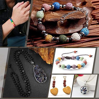 Synthetic Lava Rock Beads Strands G-S247-6mm-08-1-1