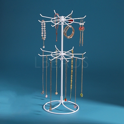 2-Tier Rotatable Iron Jewelry Display Organizer Holder for Necklaces PW-WGF40E6-04-1