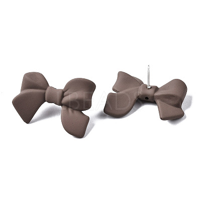 Spray Painted CCB Plastic Bowknot Stud Earring Findings CCB-Q091-07E-1