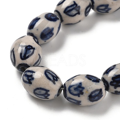 Handmade Blue and White Porcelain Beads PORC-I027-16B-1