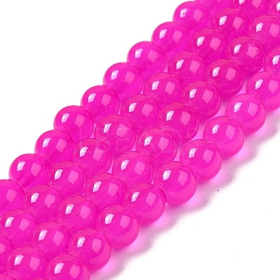 Baking Paint Imitation Jade Glass Round Bead Strands X1-DGLA-Q021-8mm-28-1