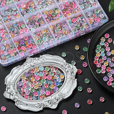 1200Pcs 24 Style Transparent Acrylic Enamel Beads MACR-YW0001-66-1