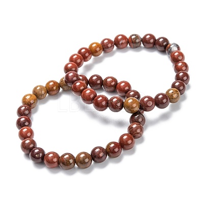 Natural Carnelian Stretch Beaded Bracelets G-A185-01K-1