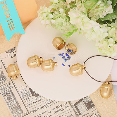 Openable Brass Acorn Urn Ashes Pendants KK-WH0001-25-1