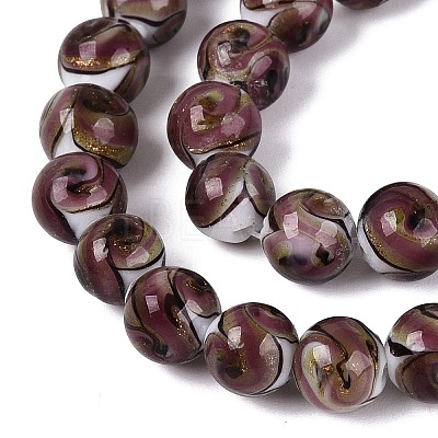 Gold Sand Handmade Lampwork Beads Strands LAMP-N037-08F-1