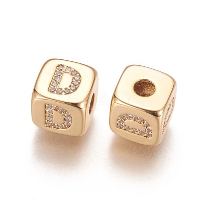 Brass Micro Pave Cubic Zirconia Beads LS-KK-K238-16G-D-1