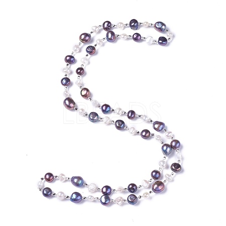 Natural Pearl Beaded Necklaces NJEW-L169-02D-1