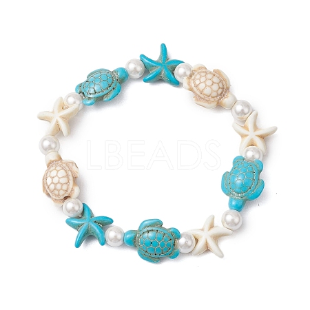 Synthetic Turquoise Beaded Stretch Bracelets for Women BJEW-JB11122-1