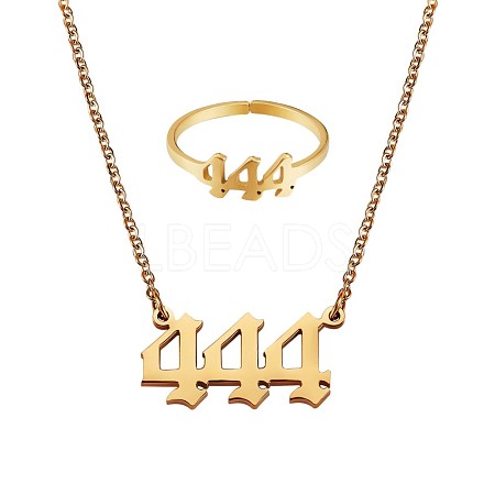 Angel Number Pendant Necklace & Open Cuff Ring JX198A-1