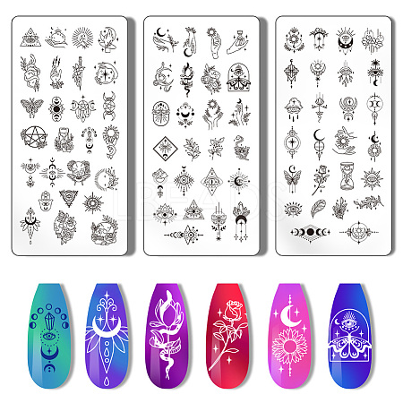 Stainless Steel DIY Nail Art Templates MRMJ-WH0092-012-1