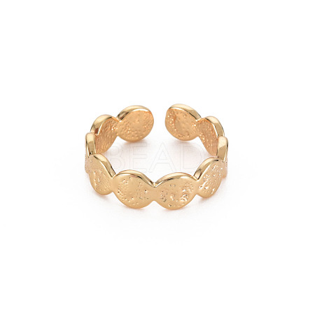 Textured Flat Round Cuff Ring RJEW-S048-007G-NF-1