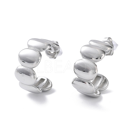Non-Tarnish 304 Stainless Steel Oval Stud Earrings EJEW-H115-25P-1