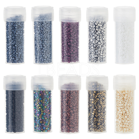 50G 10 Style Glass Cylinder Beads SEED-DC0001-15-1