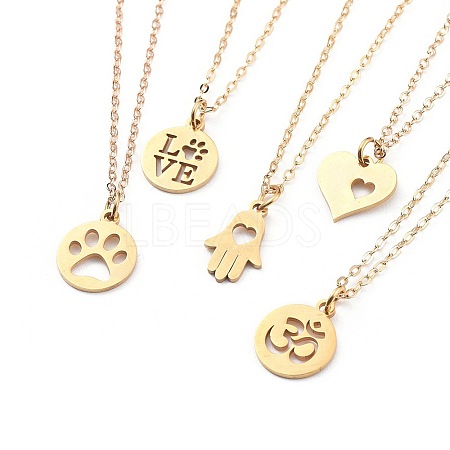 304 Stainless Steel Pendant Necklaces NJEW-JN02540-1