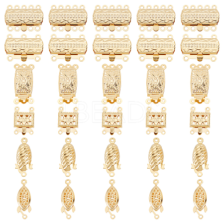 30 Sets 6 Styles 304 Stainless Steel Box Clasps STAS-DC0009-61-1