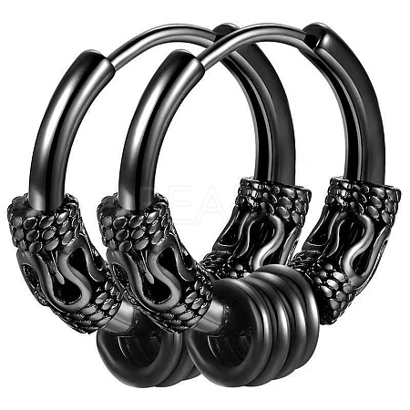 304 Stainless Steel Beaded Hoop Earrings PW-WG23967-08-1