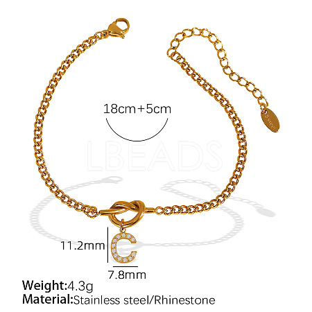 304 Stainless Steel Micro Pave Clear Cubic Zirconia Charm Bracelets WG4D47F-04-1
