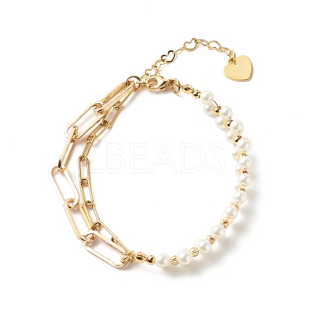 Round Shell Pearl Beaded Bracelets BJEW-TA00008-1