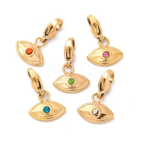 Eye 304 Stainless Steel Rhinestone Pendant Decorations STAS-I331-24G-1