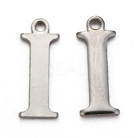 Tarnish Resistant 304 Stainless Steel Alphabet Charms STAS-H122-I-P-1