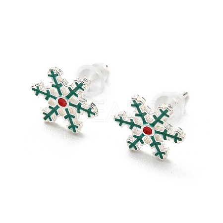 Christmas Theme Brass Stud Earrings EJEW-D062-01G-S-1