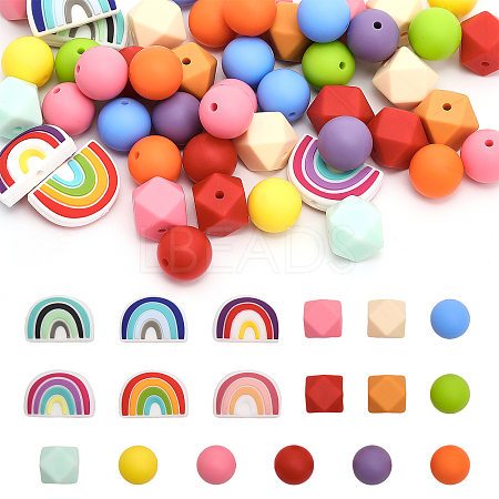 CHGCRAFT 18 Style Food Grade Eco-Friendly Silicone Beads SIL-CA0001-62-1