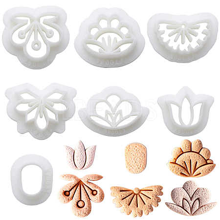 CRASPIRE 7Pcs 7 Styles Flower & Oval Resin Clay Cutters DIY-CP0010-34-1