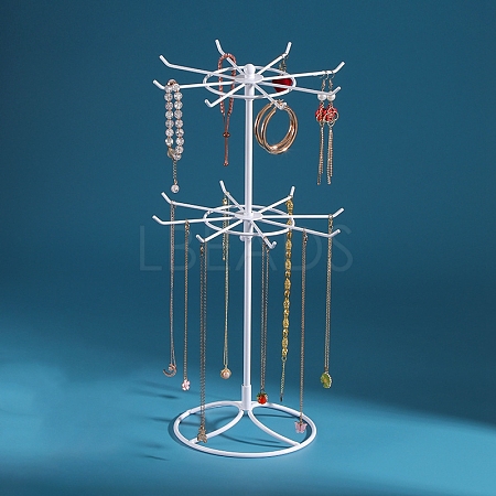 2-Tier Rotatable Iron Jewelry Display Organizer Holder for Necklaces PW-WGF40E6-04-1
