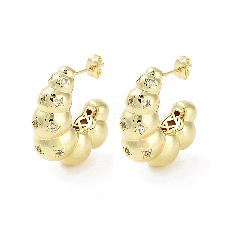 Rack Plating Brass Micro Pave Cubic Zirconia Studs Earrings EJEW-B047-05G-05-1