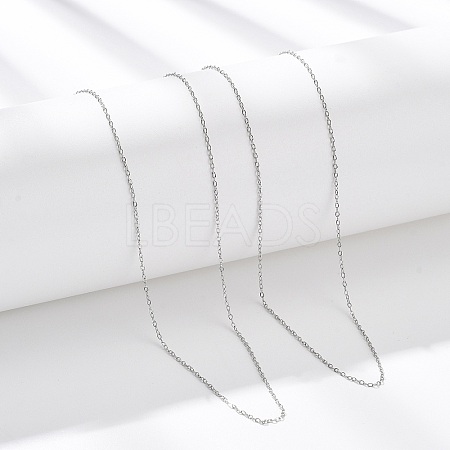 1MM 304 Stainless Steel Cable Chain Necklaces NJEW-T016-15P-1
