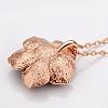 Classic Real Rose Gold Plated Eco-Friendly Tin Alloy Czech Rhinestone Flower Pendant Necklaces NJEW-BB13783-RG-3
