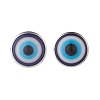 Flat Round with Evil Eye Stud Earrings EJEW-JE04797-1