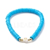 Handmade Polymer Clay Heishi Beads Stretch Bracelets Set with Heart Patter Beads for Women BJEW-JB07450-13