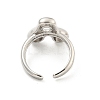Brass Letter Open Cuff Rings for Women RJEW-G313-01A-P-3
