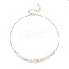 Round White Shell Pearl Graduated Beaded Necklaces for Women NJEW-JN05305-4