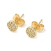 Round Brass Micro Pave Clear Cubic Zirconia Stud Earrings EJEW-Z144-10G-4