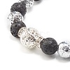 Electroplated Natural Lava Rock Round Beads Essential Oil Anxiety Aromatherapy Bracelets BJEW-JB06923-10
