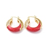 Enamel Hoop Earrings with Clear Cubic Zirconia EJEW-F306-09G-2